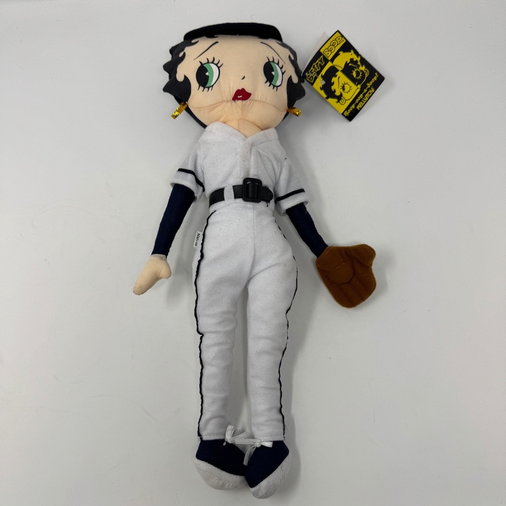 NWT Vintage 90s Kellytoy Betty Boop Baseball Plush Doll Toy 18" White 1999 USA